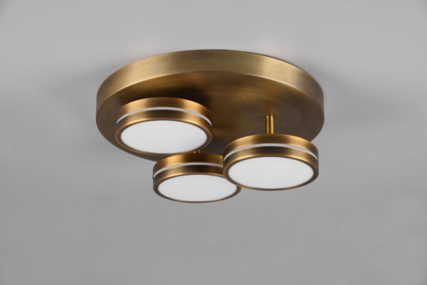 Φωτιστικό Οροφής Trio Lighting FRANKLIN 3x SMD, 8,5W · 3000lm, 3000K Παλιός Ορείχαλκος Μεταλλικό, Step Dimmable – 626510304