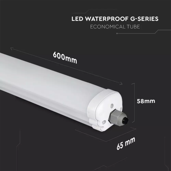 Αδιάβροχο φωτιστικό LED SMD 18W 600mm Ψυχρό λευκό 6000K Λευκό σώμα V-TAC – 6282