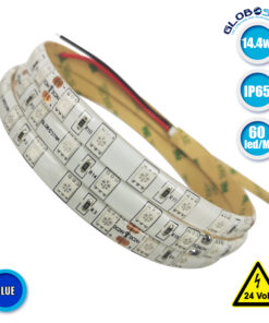 Ταινία LED Λευκή Professional Series 5m 14.4W/m 24V 60LED/m 5050 SMD 600lm/m 120° Αδιάβροχη IP65 Μπλε GloboStar 63066