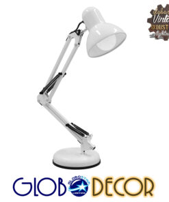 GloboStar® DESK WHITE 01539 Μοντέρνο Επιτραπέζιο Φωτιστικό Γραφείου Μονόφωτο Μεταλλικό Λευκό Φ12 x Υ67cm