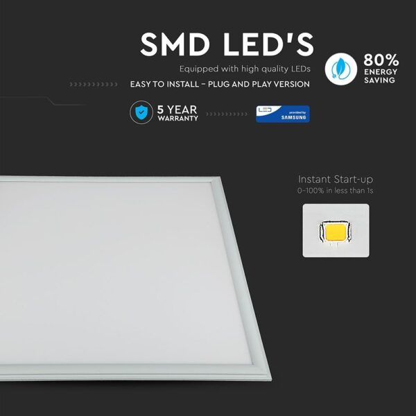LED Πάνελ Τετράγωνο Χωνευτό 60X60 cm 45W V-TAC PRO Samsung Chip 110° 3600lm 4000K – 633