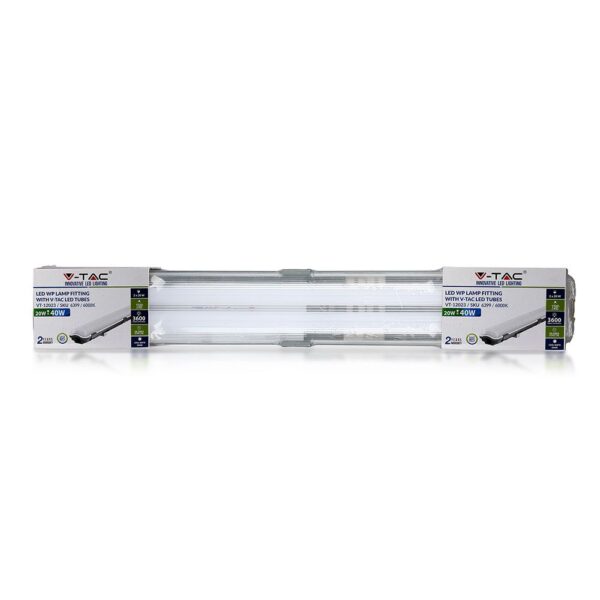 LED Φωτιστικό Τύπου Φθορίου 2x18W V-TAC 120cm Αδιάβροχο Φυσικό Λευκό 4000K – 6387