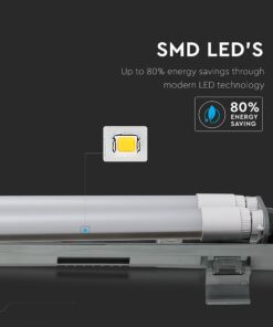 LED Φωτιστικό Τύπου Φθορίου 2x18W V-TAC 120cm Αδιάβροχο Φυσικό Λευκό 4000K – 6387