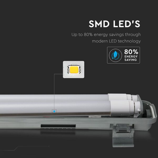 LED Φωτιστικό Τύπου Φθορίου 2x18W V-TAC 120cm Αδιάβροχο Φυσικό Λευκό 4000K – 6387