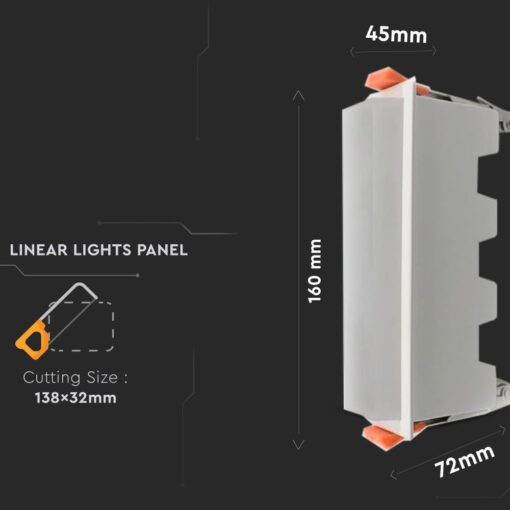 LED Panel Γραμμικό 10W 6400K Ψυχρό Λευκό με Λευκό Σώμα V-TAC – 6412