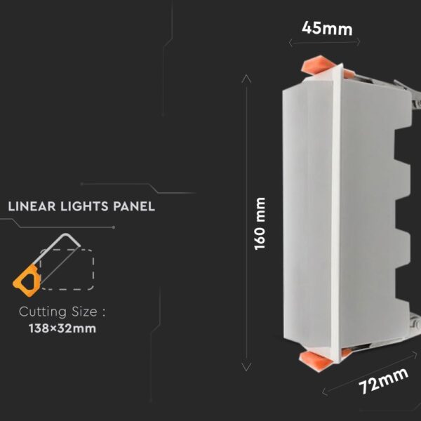 LED Panel Γραμμικό 10W 6400K Ψυχρό Λευκό με Λευκό Σώμα V-TAC – 6412