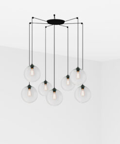 Faro Barcelona CLARA Μαύρο-Διαφανές Κρεμαστό Φωτιστικό 7XE27  7L- 64128-7L