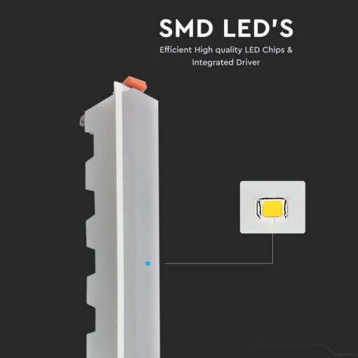 LED Panel Γραμμικό 20W 6400K Ψυχρό Λευκό με Λευκό Σώμα V-TAC – 6415