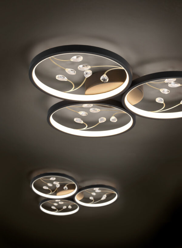 Φωτιστικό Οροφής Trio Lighting GROOVY , 30W · 3600lm, 3000K Μαύρο Ματ Μεταλλικό, Step Dimmable – 642110332