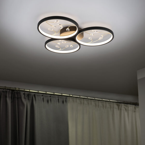 Φωτιστικό Οροφής Trio Lighting GROOVY , 30W · 3600lm, 3000K Μαύρο Ματ Μεταλλικό, Step Dimmable – 642110332