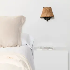Faro Barcelona SUMBA Επιτοίχιο Φωτιστικό E27 σε Μαύρο/Ραττάν 15W  – 64307-71