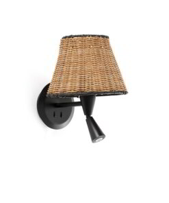 Faro Barcelona MAMBO Επιτοίχιο Φωτιστικό Μαύρου-Ρατταν Χρώματος 1xE27 Φως Ανάγνωσης LED 3W 3000K-64309