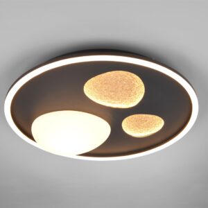 Φωτιστικό Οροφής Μαύρο Ματ PEBBLE LED 36W 4500lm CCT Dimmable με Τηλεχειριστήριο Trio Lighting – 643110132