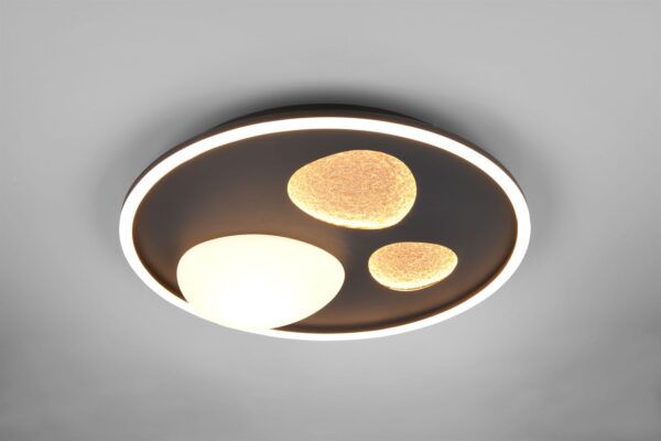 Φωτιστικό Οροφής Μαύρο Ματ PEBBLE LED 36W 4500lm CCT Dimmable με Τηλεχειριστήριο Trio Lighting – 643110132