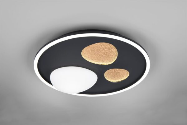 Φωτιστικό Οροφής Μαύρο Ματ PEBBLE LED 36W 4500lm CCT Dimmable με Τηλεχειριστήριο Trio Lighting – 643110132