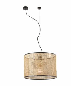 Κρεμαστό Φωτιστικό Mambo Vintage Μονόφωτο Μαύρο E27 ø450 RATTAN FARO – 64315-49
