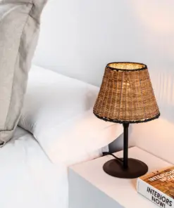 Faro Barcelona SUMBA S Μίνι Επιτραπέζιο Φωτιστικό E27 σε Μαύρο/Ραττάν 15W – 64317-71