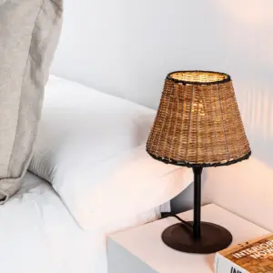 Faro Barcelona SUMBA S Μίνι Επιτραπέζιο Φωτιστικό  E27 σε Μαύρο/Ραττάν 15W   – 64317-71
