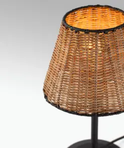 Faro Barcelona SUMBA S Μίνι Επιτραπέζιο Φωτιστικό E27 σε Μαύρο/Ραττάν 15W – 64317-71