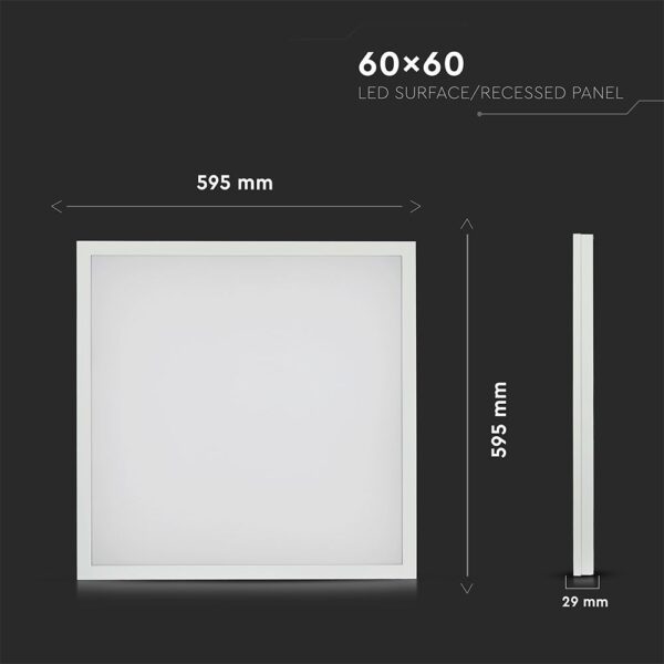 LED Πάνελ Τετράγωνο 2 σε 1 Επιφανειακό – Χωνευτό 40W V-TAC 60 x 60 cm Φυσικό 4000K – 64511
