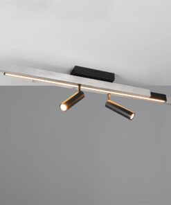 Φωτιστικό Οροφής Zeno Βουρτσισμένο Αλουμίνιο με 4x650lm LED Spot Μαύρα & Γραμμικό 1500lm CCT Dimmable με Τηλεχειριστήριο Trio Lighting – 648310505