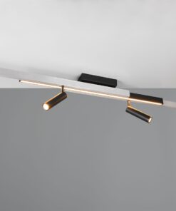 Φωτιστικό Οροφής Zeno Βουρτσισμένο Αλουμίνιο με 4x650lm LED Spot Μαύρα & Γραμμικό 1500lm CCT Dimmable με Τηλεχειριστήριο Trio Lighting – 648310505