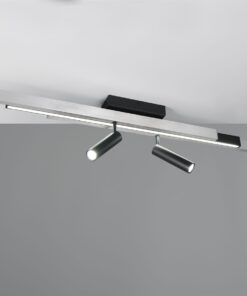 Φωτιστικό Οροφής Zeno Βουρτσισμένο Αλουμίνιο με 4x650lm LED Spot Μαύρα & Γραμμικό 1500lm CCT Dimmable με Τηλεχειριστήριο Trio Lighting – 648310505