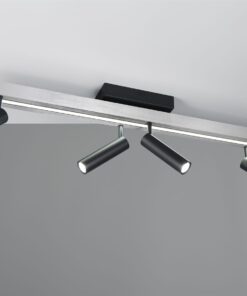 Φωτιστικό Οροφής Zeno Βουρτσισμένο Αλουμίνιο με 4x650lm LED Spot Μαύρα & Γραμμικό 1500lm CCT Dimmable με Τηλεχειριστήριο Trio Lighting – 648310505