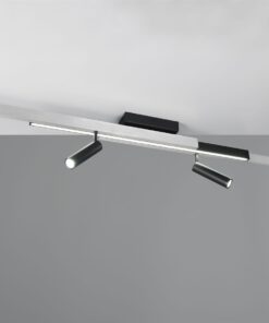 Φωτιστικό Οροφής Zeno Βουρτσισμένο Αλουμίνιο με 4x650lm LED Spot Μαύρα & Γραμμικό 1500lm CCT Dimmable με Τηλεχειριστήριο Trio Lighting – 648310505