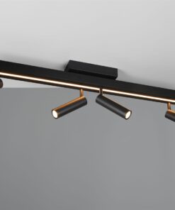 Φωτιστικό Οροφής Zeno Πτυσόμενο Μαύρο Ματ με 4x650lm LED Spot Μαύρα & Γραμμικό 1500lm CCT Dimmable με Τηλεχειριστήριο Trio Lighting – 648310532