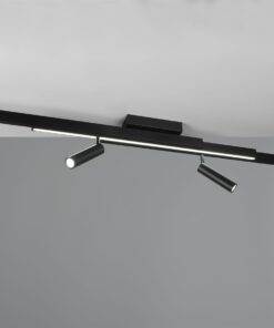 Φωτιστικό Οροφής Zeno Πτυσόμενο Μαύρο Ματ με 4x650lm LED Spot Μαύρα & Γραμμικό 1500lm CCT Dimmable με Τηλεχειριστήριο Trio Lighting – 648310532