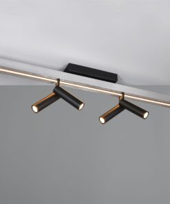 Φωτιστικό Οροφής Zeno Πτυσόμενο Βουρτσιμένο Αλουμίνιο με 6x650lm LED Spot Μαύρα & Γραμμικό 2200lm CCT Dimmable με Τηλεχειριστήριο Trio Lighting – 648310705