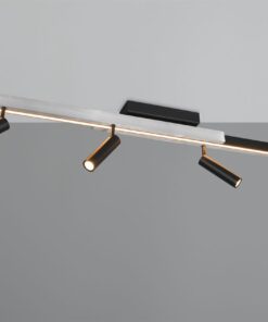 Φωτιστικό Οροφής Zeno Πτυσόμενο Βουρτσιμένο Αλουμίνιο με 6x650lm LED Spot Μαύρα & Γραμμικό 2200lm CCT Dimmable με Τηλεχειριστήριο Trio Lighting – 648310705