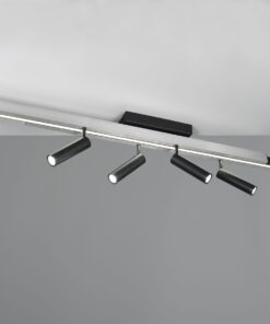 Φωτιστικό Οροφής Zeno Πτυσόμενο Βουρτσιμένο Αλουμίνιο με 6x650lm LED Spot Μαύρα & Γραμμικό 2200lm CCT Dimmable με Τηλεχειριστήριο Trio Lighting – 648310705