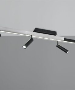 Φωτιστικό Οροφής Zeno Πτυσόμενο Βουρτσιμένο Αλουμίνιο με 6x650lm LED Spot Μαύρα & Γραμμικό 2200lm CCT Dimmable με Τηλεχειριστήριο Trio Lighting – 648310705