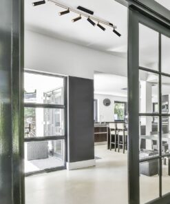 Φωτιστικό Οροφής Zeno Πτυσόμενο Βουρτσιμένο Αλουμίνιο με 6x650lm LED Spot Μαύρα & Γραμμικό 2200lm CCT Dimmable με Τηλεχειριστήριο Trio Lighting – 648310705