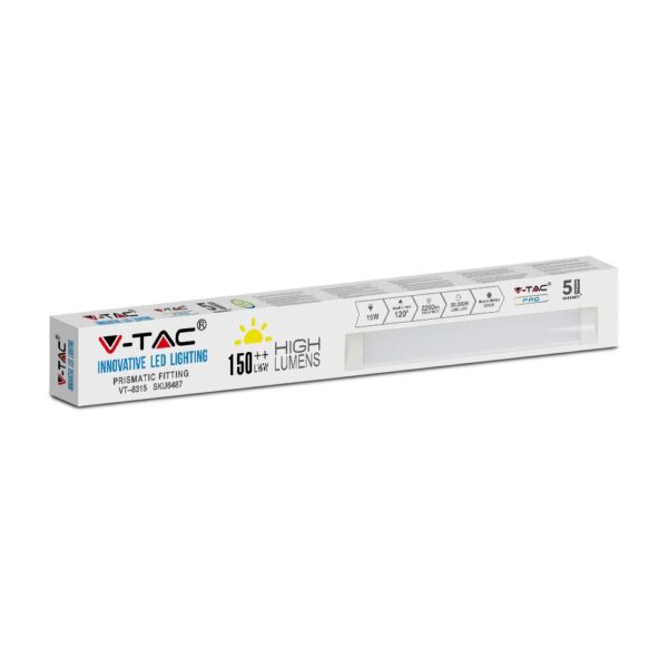 LED Πρισματικό Γραμμικό Φωτιστικό 60cm 15W V-TAC 2250lm 120° Φυσικό 4000K – 6488