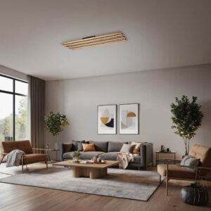 Γραμμικό Φωτιστικό Οροφής Ξύλο+Μαύρο Ματ FONTANA LED 44W 5050lm Step Dimmable 3000K Trio Lighting – 648911332