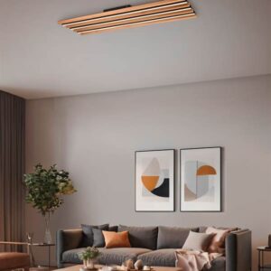 Γραμμικό Φωτιστικό Οροφής Ξύλο+Μαύρο Ματ FONTANA LED 44W 5050lm Step Dimmable 3000K Trio Lighting – 648911332