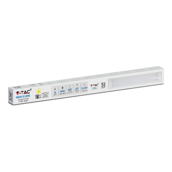 LED Πρισματικό Γραμμικό Φωτιστικό 120cm 30W V-TAC 4800lm 120° Ψυχρό 6400K – 6492