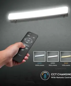 LED Ηλιακό Γραμμικό Φωτιστικό με Λευκό Σώμα και Χειριστήριο 18W V-TAC 120cm Αδιάβροχο 3000K-4000K-6400K – 6500