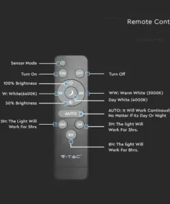 LED Ηλιακό Γραμμικό Φωτιστικό με Λευκό Σώμα και Χειριστήριο 18W V-TAC 120cm Αδιάβροχο 3000K-4000K-6400K – 6500