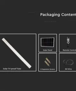 LED Ηλιακό Γραμμικό Φωτιστικό με Λευκό Σώμα και Χειριστήριο 18W V-TAC 120cm Αδιάβροχο 3000K-4000K-6400K – 6500