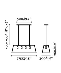 Faro Barcelona ROSE Κρεμαστό Φωτιστικό, Ρυθμιζόμενου Ύψους, Μαύρου Χρώματος 4XE27 60W- 65081