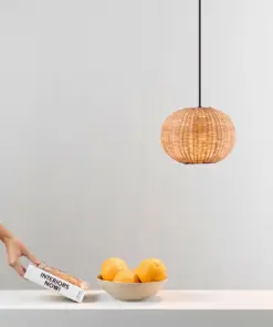 Faro Barcelona HAKA 250 Κρεμαστό Φωτιστικό E27 σε Μαύρο/Ραττάν 15W – 65134-73