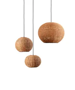 Faro Barcelona HAKA 250 Κρεμαστό Φωτιστικό E27 σε Μαύρο/Ραττάν 15W – 65134-73