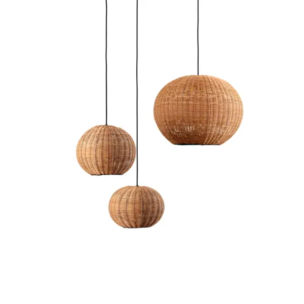 Faro Barcelona HAKA 250 Κρεμαστό Φωτιστικό E27 σε Μαύρο/Ραττάν 15W   – 65134-73
