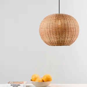 Faro Barcelona HAKA 300 Κρεμαστό Φωτιστικό E27 σε Μαύρο/Ραττάν 15W   – 65134-74