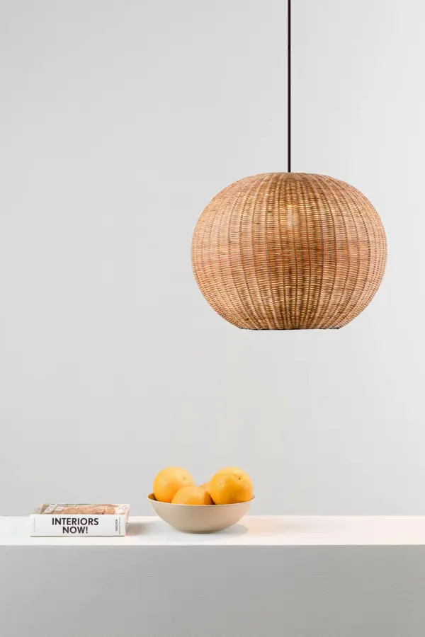 Faro Barcelona HAKA 300 Κρεμαστό Φωτιστικό E27 σε Μαύρο/Ραττάν 15W   – 65134-74
