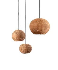 Faro Barcelona HAKA 300 Κρεμαστό Φωτιστικό E27 σε Μαύρο/Ραττάν 15W – 65134-74